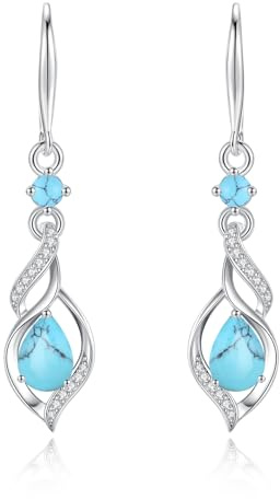 FANCIME 925 Sterling Silber Hängend Ohrringe Geburtsstein | Schmuck Geschenke für Damen Frauen Freundin Ehefrau Mutter
