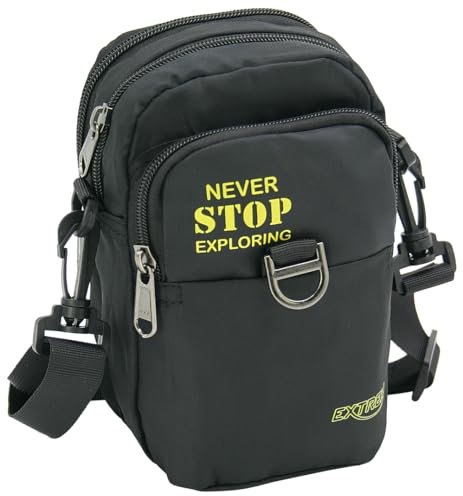 BAG STREET - Kleine Herren Umhängetasche - Messenger Bag - Crossover Bag auch als Gürteltasche tragbar (Schwarz)