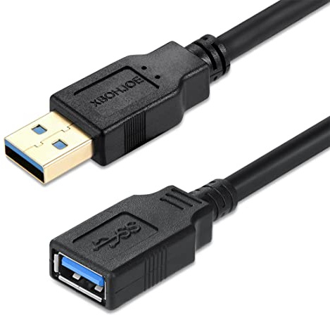 XBOHJOE USB 3.0 Extension Cable 1m High Speed 3.0 USB Extender Cord USB A Male to Female Data Transfer 5Gbps for Mouse USB3 Extender Cable(1, Black, 1M)