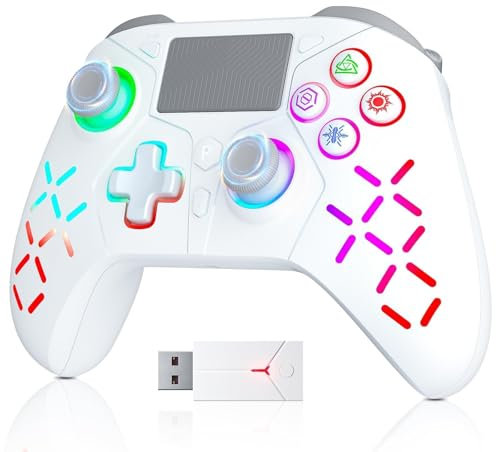 GGiking RGB Wireless Controller for PS5 with LED Light, Compatible with Playstation 5|Playstation 4|PC, Supports Remap and Adjustable Turbo, Controller Full Functions Support, with 2.4g Adapter