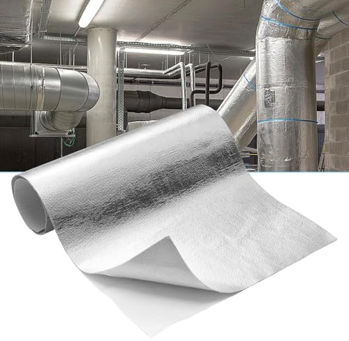 Feuille Isolante Autocollant Isolation, Isolation Thermique en Feuille , Feuilles Isolant Thermique Voiture, Aluminium Fibre de Verre Feuilles pour Fenetre, Voiture, Radiateur, 30x200CM
