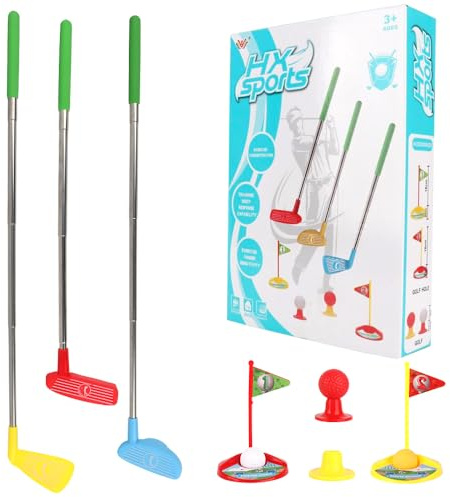Dhqkqg Minigolf Set Spielzeug für Kinder,12 Stück Minigolf Kinder 3-8 Jahre,Mini Golf mit Bällen und Einziehbare Golfschläger Kinders,Minigolfs für Zuhause,Kinderspielzeug für Draußen und Drinnen