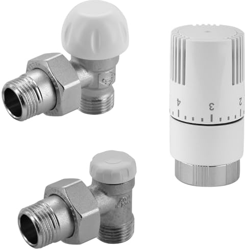 Schläfer 37041202 Thermostat-Set komplett mit Thermostatventil 1/2, Steuerkopf Einstellung 0-28 C und Halter 1/2 für Heizkörper, Heizkörper, Handtuchwärmer
