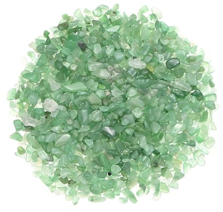 M METERXITY 0.22lb/100g Tumbled Chips Stone 5-7 mm for Vases, Green | Crushed Crystal Quartz, Assorted, Irregular Shaped, Pieces, Filler, Aquarium, Succulent Plants Decor