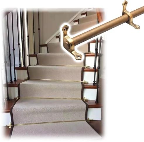 YXXSDP Treppen Teppichstäbe Treppenteppich-Befestigungsstange, rutschfeste Teppichläuferhalter für Treppen, Messing-Befestigungsstangen mit Halterungen 28/32/36 Zoll(2 Pack,L 50in/127cm)