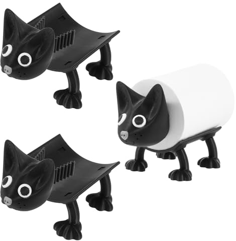 Harupink Frosch Toilettenpapierhalter,3 Stück Stapelbar Rollenhalter,Lustiger Frosch Klopapierhalter,Perfekt als Deko für Toilettenpapier, Klorollenhalter, Klopapierhalter oder als Geschenk (Katze)