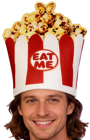 Generisch Popcorn Hüte Für Erwachsene,Cosplay Accessoires Mit Popcorn Design Und Motiv Mütze - Party-Verkleidung als Essen-Hut,für Umzüge, Themenpartys, Familientreffen und Halloween