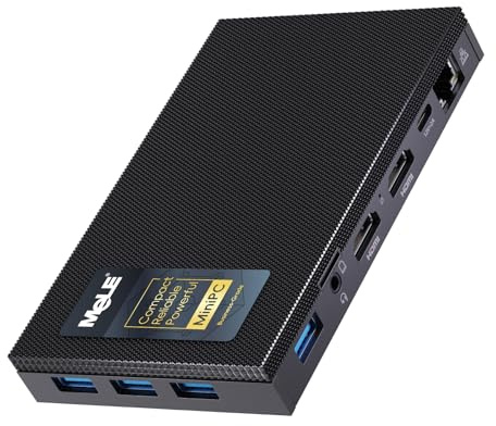 Mele Quieter3Q Mini PC Fanless, N5100 8GB 256GB, Dual HDMI, per IoT | N5100 fino a 2.8GHz, 8GB RAM, 256GB archiviazione, doppio HDMI 4K, USB-C PD3.0, LAN Gigabit, accensione automatica, IoT, V...
