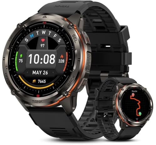 KOSPET Tank T3 Ultra 2 Smartwatch Uomo Rugged Militare con GPS da 1.43 | Impermeabile da 5 ATM, Schermo AMOLED ad Alta Definizione, Oltre 170 Modalità Sportive, Compatibile con Android e iPhone