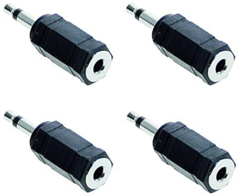 4 Pezzi Adattatore Jack 3.5 Mono a Stereo, Convertitore Audio Spina Maschio Mono 3,5mm a Presa Femmina Stereo 3,5mm, Connettore Esagonale per Mixer, Chitarra, Sintetizzatori e Cuffie - Kit 4pz