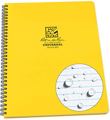 Rite in the Rain Weatherproof Side Spiral Notebook, 8.5 x 11, Yellow Cover, Universal Page Pattern (No. 373-MX)