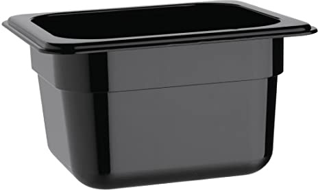Vogue Plastic 1/6 Gastronorm Food Container 100mm Black - Fridge, Freezer Kitchen Storage Container U470 | Shatter-proof kitchen storage remains cool to the touch, safe for blast chillers and freezers from -40C up to 100C.