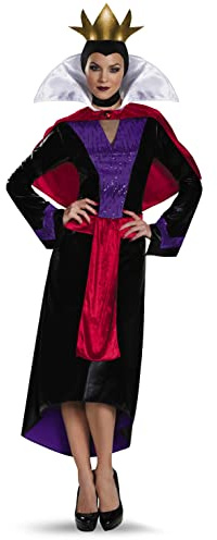 Disney Villians Evil Queen Deluxe Adult Costume, Officially Licensed Halloween Dress Up Outfit, Large (12-14)