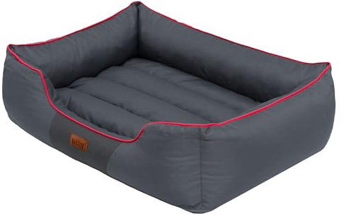 DOGGY Hobbydog CORSCL12 Hundebett, Sofa, Korb Tierbett Comfort, Größe XL, 82 x 62 cm, grau mit einem roten Streifen
