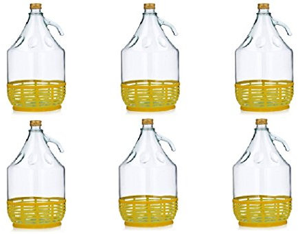 Lot de 6 5 l Verre de vin ballon avec panier plastique ballon gärballon Bouteille en verre Livraison gratuite