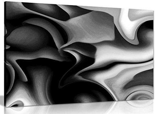 Abstract Grey Black and White Canvas Wall Art Picture Print (30x20in)