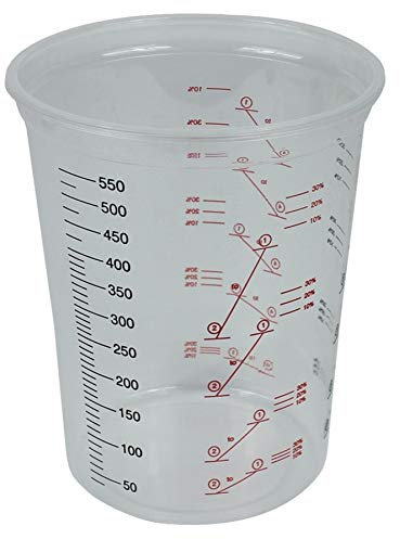 Starchem Plastic Polypropylene Paint Mixing Cups 600cc - Pack 50 - Inside Cup Flat for Easy Stirring - Accurate Metric Measurements