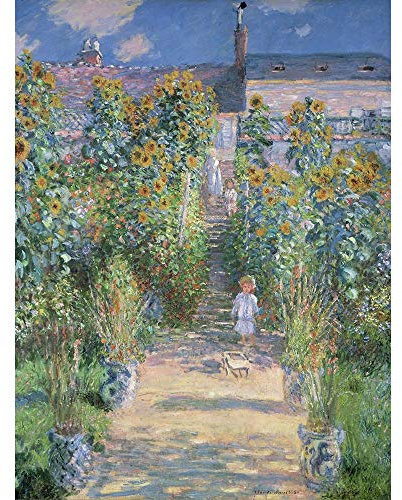 Wee Blue Coo Claude Monet French Artist Garden Vetheuil Old Painting Art Print Poster Wall Decor Kunstdruck Poster Wand-Dekor-12X16 Zoll