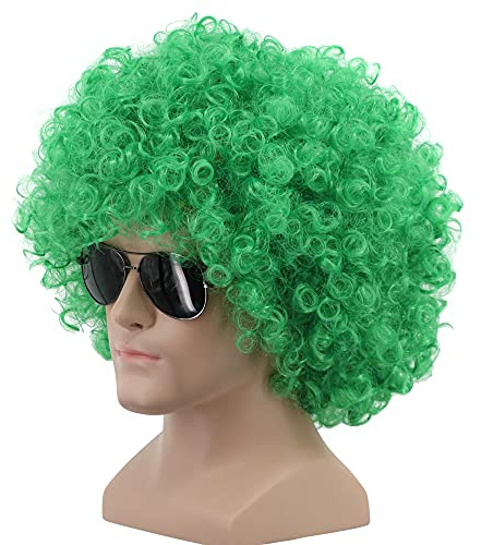 Yuehong Kurze, flauschige Disco-Afro-Perücke, Synthetik, Anime, Cosplay, Fancy Funny Perücke, für Damen und Herren