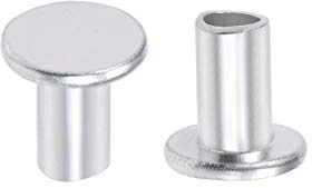 uxcell 100 remaches semitubulares de cabeza plana de aluminio, tono plateado
