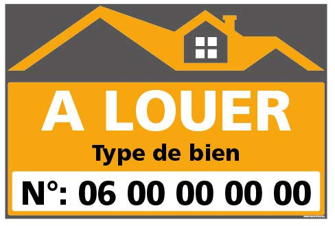 Signalétique.biz France - Panneau Immobilier Personnalisable à Louer avec Oeillets aux 4 Coins - Orange - AKILUX 3,5mm - Dimensions 600x400 mm
