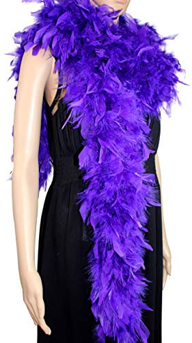 Chandelle-Federboa, 80 g, 2 m lang, 10 Farben, ideal für Party, Hochzeit, Halloween-Kostüm, Weihnachtsbaumdekoration, Violett, 72 inch long, 80 gram weight