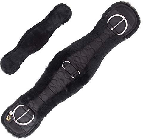 Merauno® Lammwolle Western Konturgurt Sattelgurt, aus Qualitäts Merino Lammwolle, spezielle anatomisch konkave Form, für bessere Rutschfestigkeit. Farbe:Natur, Schwarz, Braun, Anthrazit