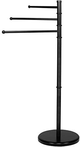 Springos - Porte-serviettes à 3 bras - Noir - Avec bras articulés à 360 degrés - Pour salle de bain