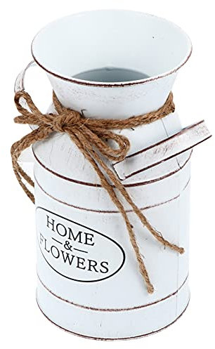 1 Pc Vase Ancien Bidon De Lait Galvanisé Seau à Fleurs Rustique Vases à Fleurs Rustiques Pot De Fleur Ancien Vase à Fleurs Séchées Jardinière Ovale Blanche Fer Blanc Ménage France