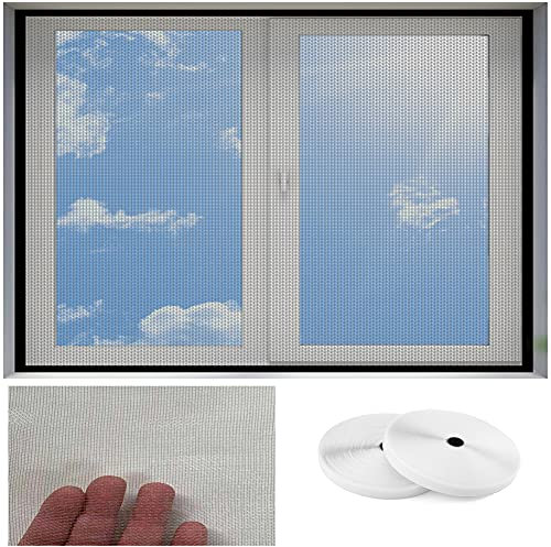 HYHMJ-Zanzariera Per Finestra Anti Zanzare Paravento in Acciaio Inossidabile Ventilare Resistente Alla Corrosione Maglia Acciaio Inox Finestra Senza Foratura Con Nastro Magico,Argento,1.5x7m