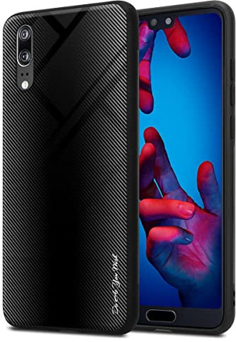 Cadorabo Hülle kompatibel mit Huawei P20 Schutzhülle TPU Silikon Case Glas Slim Kratzfest Weiche Gummi mit Rundumschutz Case Hülle für Huawei P20 in Schwarz