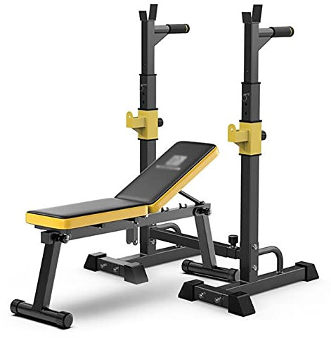 Squat rack Kniebeugenständer Haushaltshantelbank Verstellbare Kniebeugenablage Langhantelablage Freie Hantelablage Parallelstangenablage mit klappbarer Kurzhantelbank