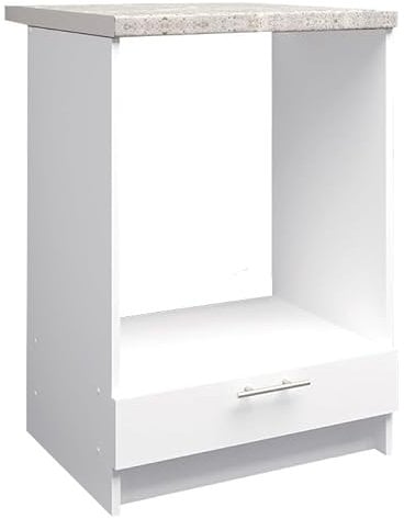 JD Greta Kitchen Base Oven Cabinet – 600mm – Base Kitchen Oven Unit (With 38mm Worktop) - White Matt