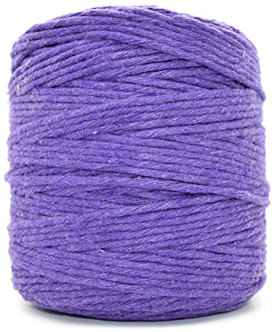 Premium Purple Macrame Cord, 200 m / 656 ft of 3 mm Thick Natural Cotton Thread Yarn Macrame Rope for Wall Hangings, Plant Hangers, DIY Crafts, Home Decorations, Gift Wrapping (Reel)