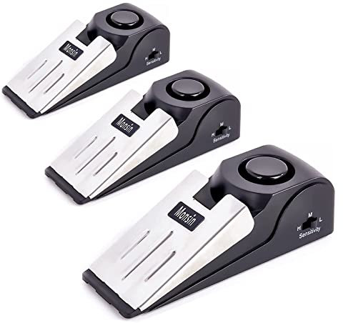 Door Stop Alarm, Door Stopper with 120DB Security Alarm, Floor Wedge Doorstop for Travel Apartment Home House (Pack of 3)
