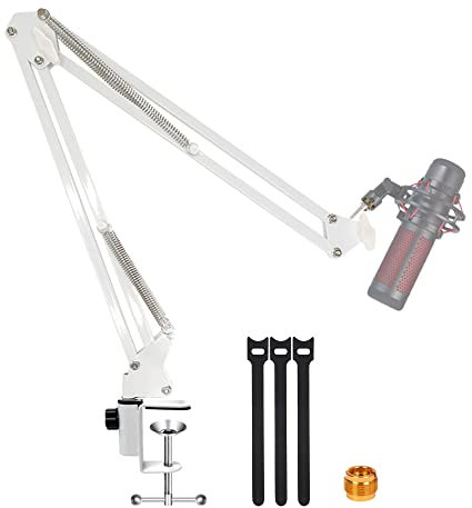 For Hyperx Quadcast White Boom Arm, Boom Scissor Arm For Hyperx Quadcast S, Professional Adjustable Mic desk mount White Stand, Compatible With RGB USB Condenser Microphone Hyperx Quad cast S