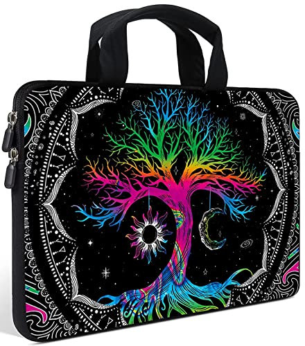 AMARY Laptop-Tasche für 35,6 - 39,6 cm (14 - 15,4 - 15,4 - 15,6 Zoll) Notebooks, Neopren, weiche Tragetasche für Dell, Lenovo, Toshiba, HP, Chromebook, (Bunter Baum)