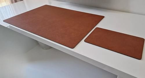 PM Schreibtischunterlage Just Leder mit Mauspad in 3 Grössen und in 7 Farben (Cognac Braun, 60cm x 40cm)