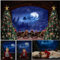 WaW 2.7x1.8m Fotografie Hintergrund Weihnachten Vintage Fenster Winter Fantasy Nacht Schnee Wald Fotohintergrund für Fotostudios, Kinder Shooting,Fotowand