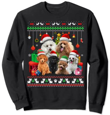 Weihnachtsbaumschmuck Pudel Weihnachtsmütze Ugly Xmas Sweatshirt