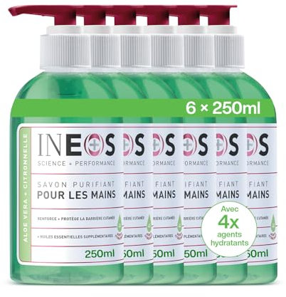 INEOS – Savon Main liquide - Hydratant – Aloe Vera + Citronelle – 6 bouteilles - 250ml