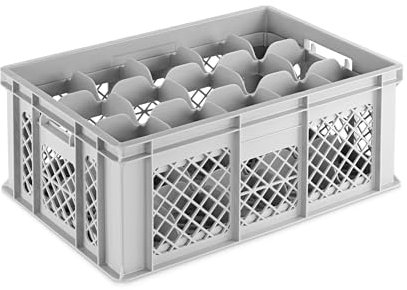 DIE BOX FABRIK Gläserkiste 600x400x240mm mit Einsatz für verschiedene Einsatzzwecke, Gläserkasten, Gläserkorb (15 Gläser 5x3)