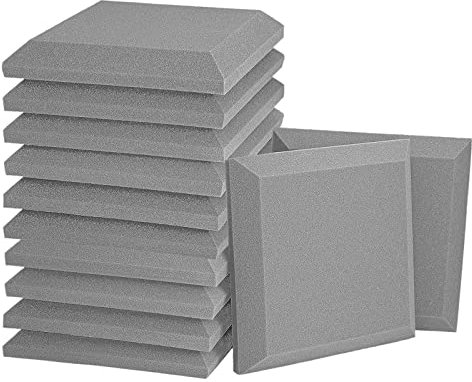 Zpoicaegn Set di 12 in schiuma acustica, piastrelle smussate 3D, acustici, assorbitore di isolamento acustico insonorizzato.