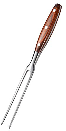 IMEEA 11.5 Inch Meat Fork Stainless Steel Carving Forks with Wooden Handle Two Prong Forks Meat Cooking Barbecue Fork for Chicken Turkey Beef