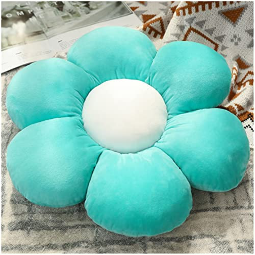 LANFIRE Kissen mit Blumen Bodenkissen Sitzkissen im Innenhof Dekokissen aus Plüsch Sitzkissen (65CM, Blau)