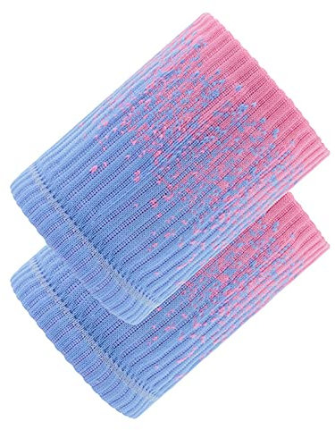 Sport Wristbands Absorbierende Schweißbänder Nylon Sport Wristbands Gelenkband Schweißband Armband Weiche verdickte für Tennis Basketball Gymnastik Fußball Leichtathletik Sports (Rosa Blau)