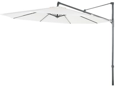 Edenjardi Parasol péndulo Redondo exterior 300 diámetro con mástil lateral 250cm, gramaje de 180gr, Aluminio, Color Beige, Inclinable y giratorio 360 grados con manivela, No incluye base de parasol.