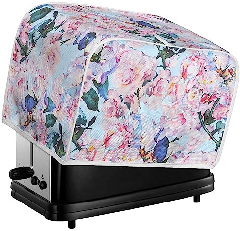 Kuiaobaty Watercolor Roses Floral Toaster Cover for 2 Slice (11.5 x 8 x 8 inches), Pink Rose Flowers Washable Toaster Cover with Hook