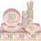 Rosegold Partygeschirr Set, 30. Rosegold Geburtstag Party Geschirr Pappteller Set, Tischdeko Geburtstag Mädchen mit Tischdecken Tassen Strohhalme Servietten für Geburtstagsdeko Mädchen Partys 16 Gäste