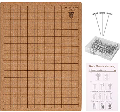 Alongen Macrame Project Board, with Pins 12x16in Double Side Macrame Project Board with Grids Portable Braiding Board with Instructions for Braiding Bracelet Project Knotting String